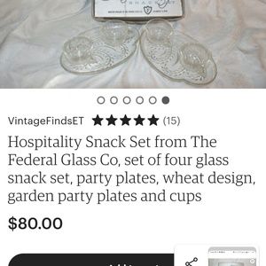 Vintaged glass snack set